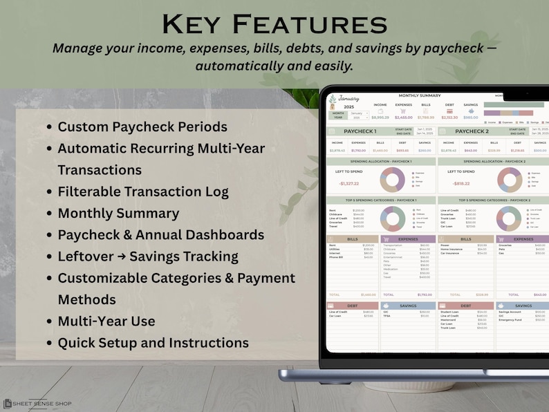 Paycheck Planner Template for Google Sheets, Budget by Paycheck Spreadsheet, Biweekly Budget Tracker, Annual Paycheck Budget