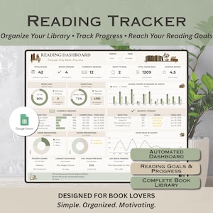 Strumento di monitoraggio della lettura per Fogli Google, registro dei libri, pianificatore digitale di libri, foglio di calcolo per il registro di lettura, biblioteca di libri, calendario di lettura, lista di lettura