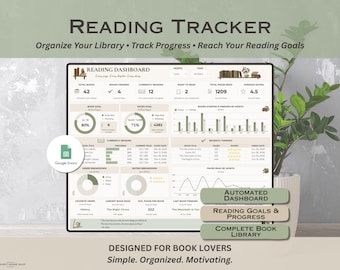 Lese-Tracker für Google Tabellen, Buch-Tracker, Digitaler Buchplaner, Lesetagebuch-Tabelle, Bücherbibliothek, Lesekalender, Leseliste