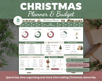 Weihnachtsplaner-Tabelle für Google Sheets, Geschenkübersicht, Weihnachtsbudgetplaner, Feiertagsorganisator-Vorlage, Weihnachtskalender