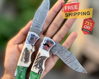 Gepersonaliseerde handgemaakt koperen damascus zakmes olijfhouten handvat koper gesmeed mes jubileumcadeau Vaderdagcadeau stalknecht cadeau