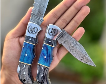 Navaja de bolsillo de Damasco personalizada. Regalo personalizado para padrinos de boda. Regalo de aniversario para él, papá, esposo. Regalo personalizado para hombres. Regalos de Navidad para...