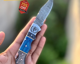 Handgemaakt damast zakmes, verjaardagscadeau vriend, bruidsjonkers cadeau verjaardagscadeau voor mannen echtgenoot gepersonaliseerd kerstcadeau voor hem