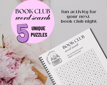 Woordzoekpuzzels voor de boekenclub | 5 unieke printbare puzzels