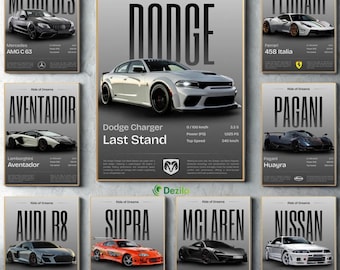 Dream Garage Wall Art – Iconic Muscle & Supercars Collection for Car Lovers