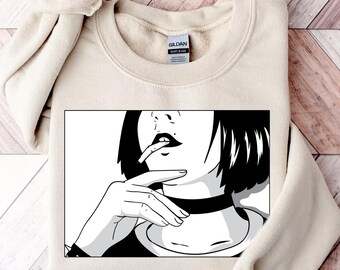 Tomie Horror Manga Sweatshirt, Creepy Anime Girl Eyes, Gothic Japanese Sweater