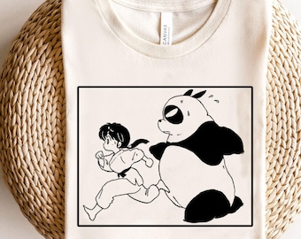 Camiseta do anime Ranma 1/2, Genma Panda, camiseta de mangá dos anos 90
