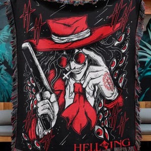 Hellsing Anime Woven Blanket, Seras Victoria Waifu Throw, Gothic Vampire Manga Blanket, Dark Anime Decor, Otaku Gift Idea