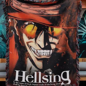 Hellsing Anime Woven Blanket, Seras Victoria Waifu Throw, Gothic Vampire Manga Blanket, Dark Anime Decor, Otaku Gift Idea