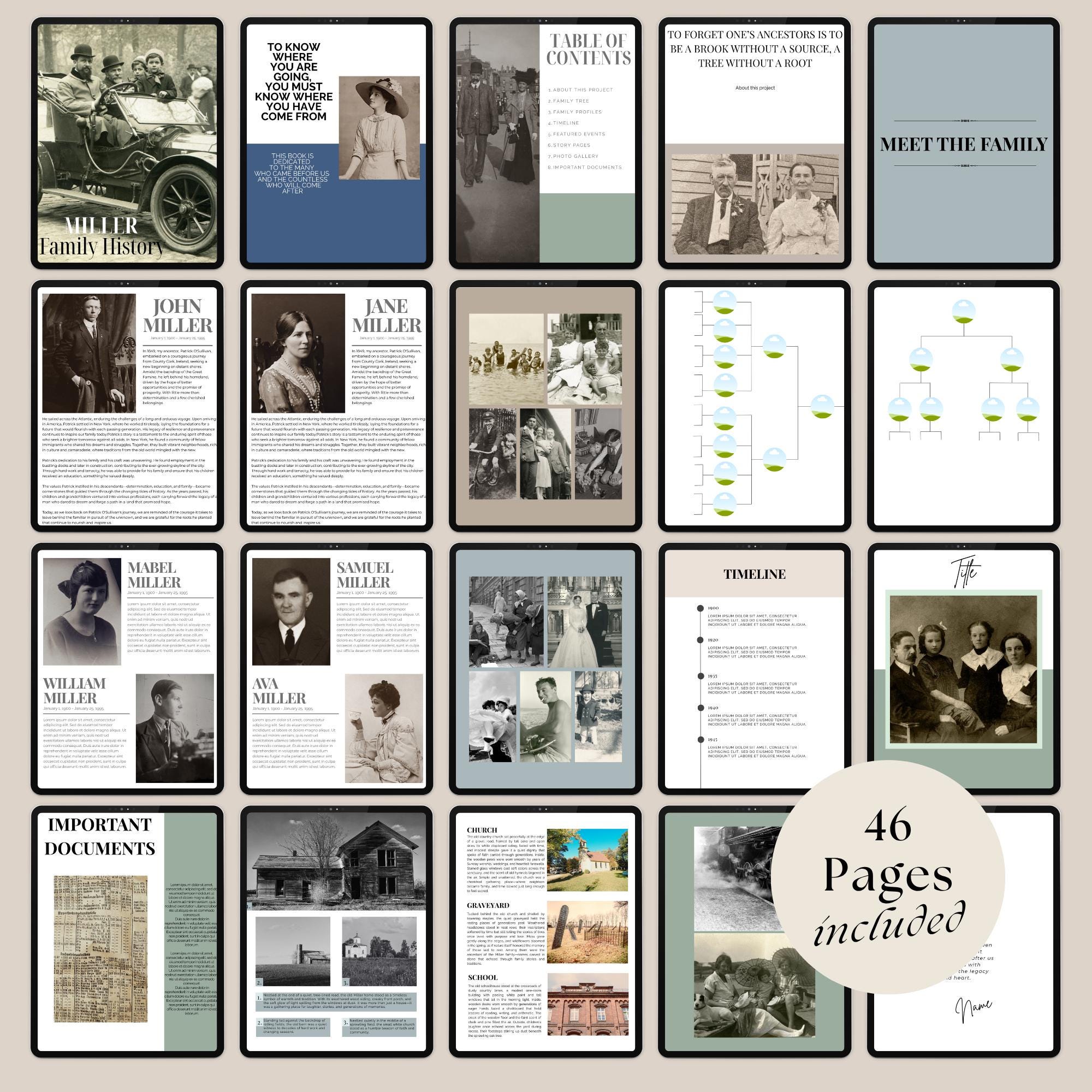 Family History Book Template: Genealogy Keepsake | Canva, US Letter, A4 ...