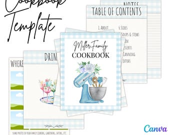 Plantilla de recetario familiar: Recetario editable / Canva, tamaño carta, descarga digital