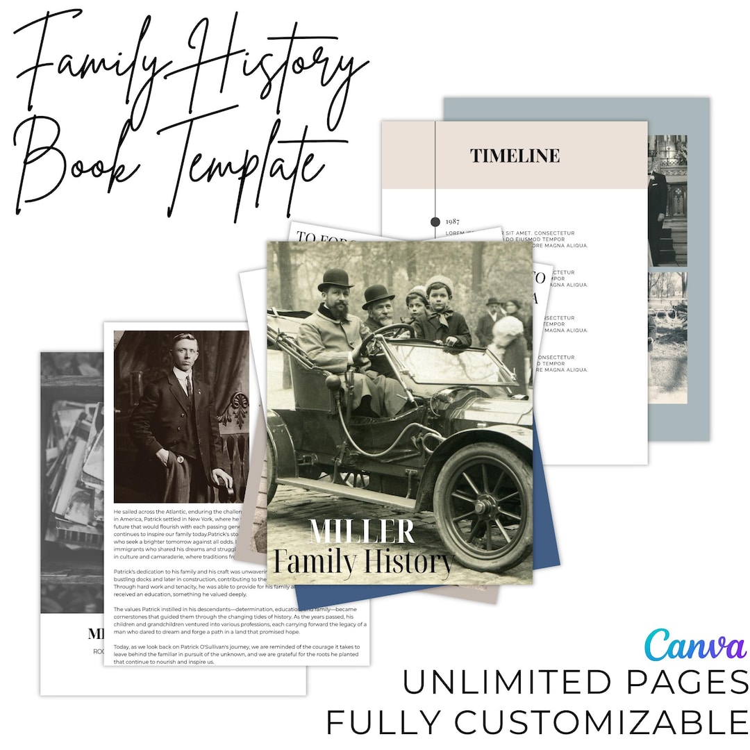 Family History Book Template: Genealogy Keepsake | Canva, US Letter, A4 ...