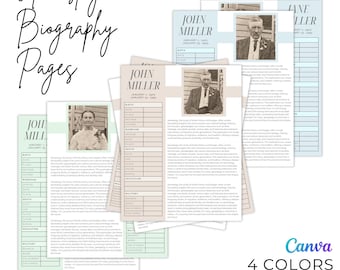 Ancestry Biography Template: Editable Genealogy Printable | Canva, US Letter, Digital Download