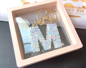 Llavero personalizado con letra de resina iridiscente brillante / Llavero con inicial personalizada