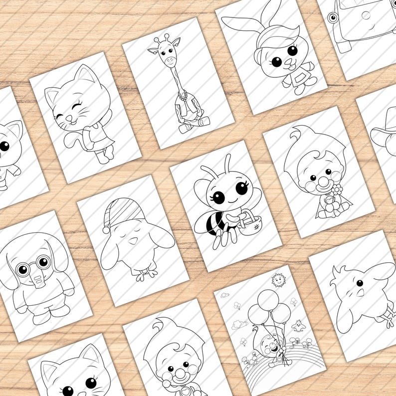 15 Plim Plim Little Bee Coloring Pages | Digital Coloring Book | Plim Circus Clown Fans | Little Bee | Kids Birthday Activity image 2