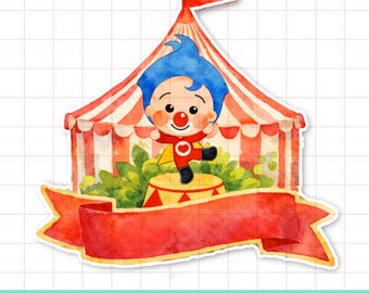 Plim Plim Circo, Archivo digital Plim Plim, camisas, stickers, PNG Plim Plim Birthday Watercolor