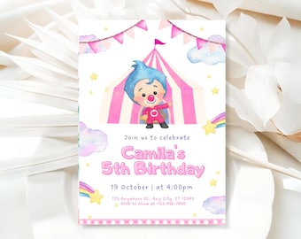 Plim Plim Pink Invitation, printable template, birthday printable, invitation template, kids birthday invite, girls first birthday canva