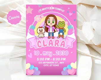 Invitación Lara Campos, invitación de cumpleaños Lara, foto invitación, plantilla editable lara campos, printable