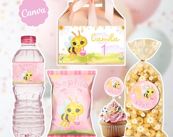 Chiquitita bee decoration, bee birthday, chips bag printable, bee supplies, party favor template