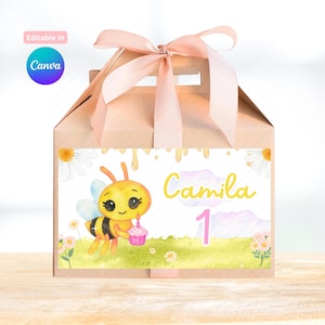 Abejita Chiquitita decoration, bee birthday, gable box printable, abejita supplies, party favor template, caja dulces plim