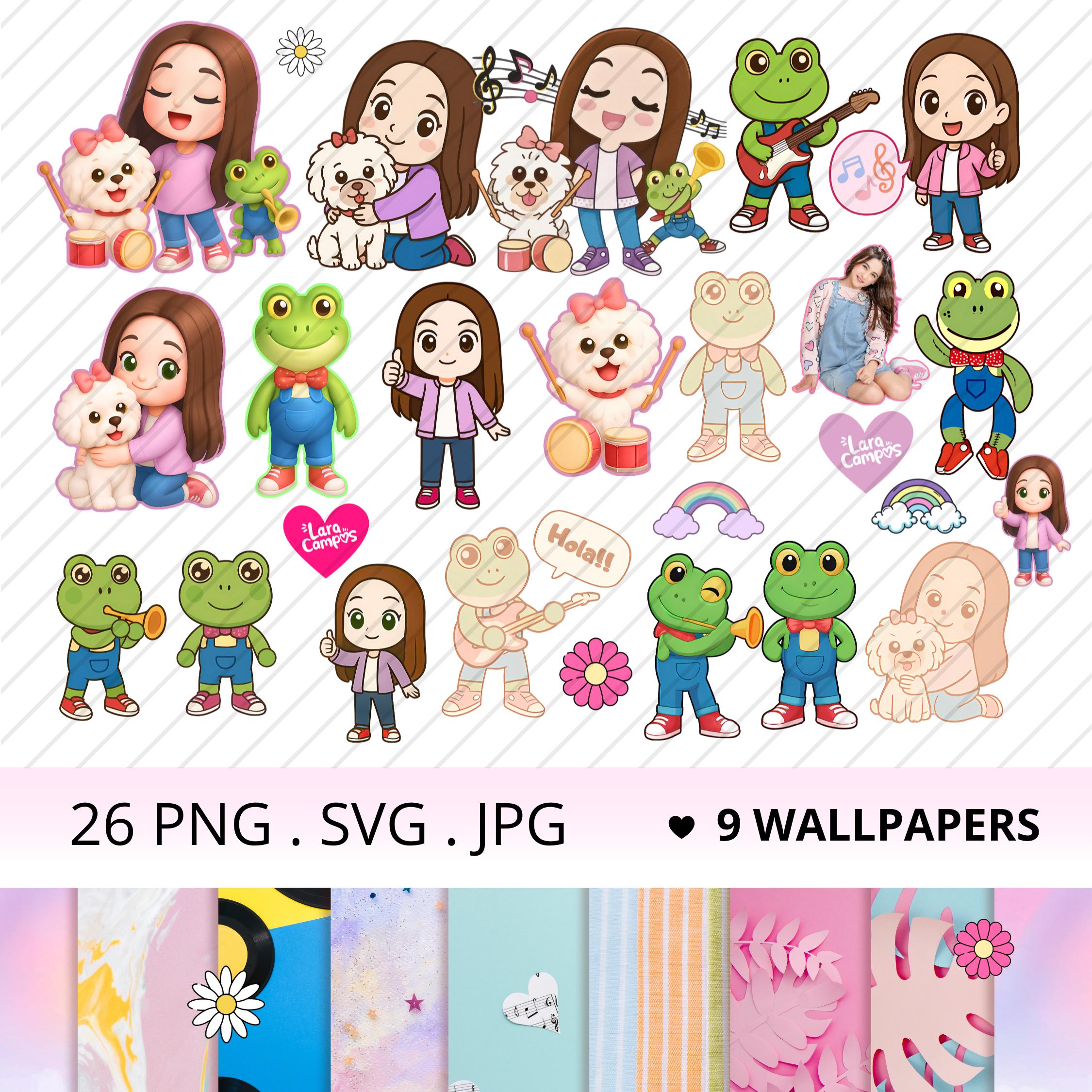 Lara Campos PNG bundle, Rana René Lara Campos, digital paper, kids ...