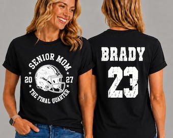 Personalized Senior Mom Football 2027 Shirt, Senior Night Family T-Shirt, Custom Name Jersey Number