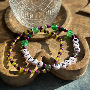 Jojo’s Bizarre Adventure Inspired &quot;Steel Ball Run&quot; Beaded Stretch Friendship Bracelet Duo