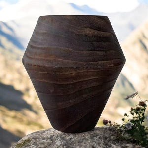 Modern Rustic Wood Vase – Natural Solid Wood Minimalist Decor