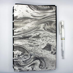 Handmade Journal With Black Paper. A5 Hardcover Notebook Perfect For Writing or Sketching