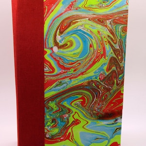 Handmade Marbled Cover Red and Green Journal: A5 Blank Notebook, Unique Design