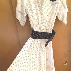 Polka Dot Tea Length Dress Vintage 1960s Style