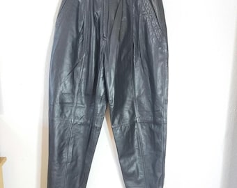 Vintage Black Leather Relaxed Fit  Pants by Charles Klein