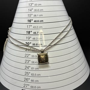 Brighton Silver Gold Tone Pendant Necklace Square Scroll Medallion Adjustable image 6