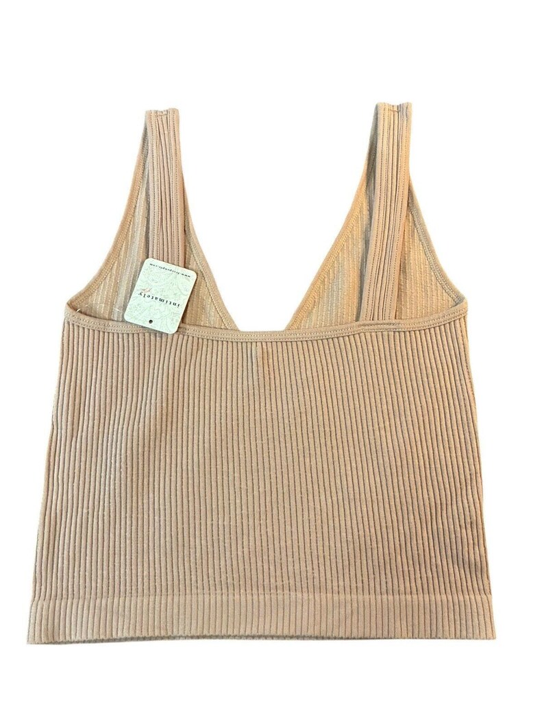 Top corto sin mangas acanalado Free People Movement Soft Girl Balletcore M/L Beige ruborizado imagen 3