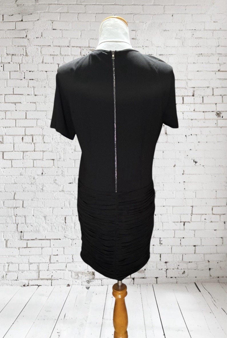 NWT BCBG Max Azria Black Lindzey Ruched Skirt SS Mini Dress Size 8 immagine 4