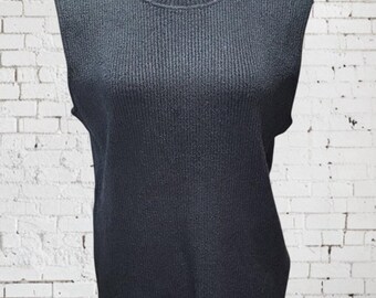DKNY Sleeveless Mockneck Ribbed Sweater BLACK size xl