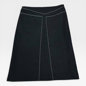 BCBG Max Azria Black A-Line Skirt Contrast Stitch Career Midi Size 2 image 1