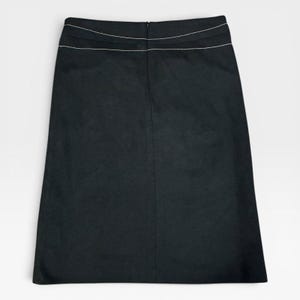 BCBG Max Azria Black A-Line Skirt Contrast Stitch Career Midi Size 2 image 2