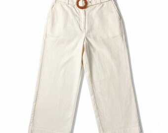 Pantalones Rachel Zoe para mujer, de pierna ancha, de mezcla de lino, cortos, tejidos, playeros, talla 6