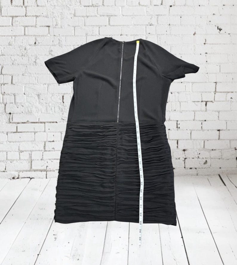 NWT BCBG Max Azria Black Lindzey Ruched Skirt SS Mini Dress Size 8 immagine 7