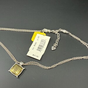 Brighton Silver Gold Tone Pendant Necklace Square Scroll Medallion Adjustable image 3