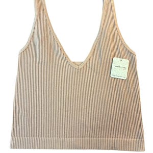Top corto sin mangas acanalado Free People Movement Soft Girl Balletcore M/L Beige ruborizado imagen 1