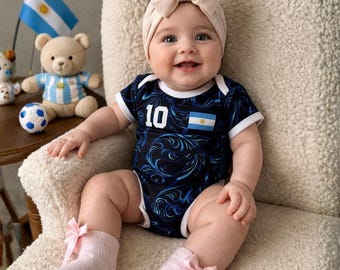 Argentinien Neugeborenen Fußball Bodysuit - Neugeborenen Fußball Jersey Outfit, Unisex Sportbekleidung für Kinder