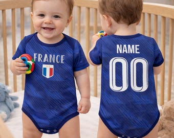 Body da calcio della Francia per neonati – Completo da calcio per neonati, abbigliamento sportivo unisex per bambini