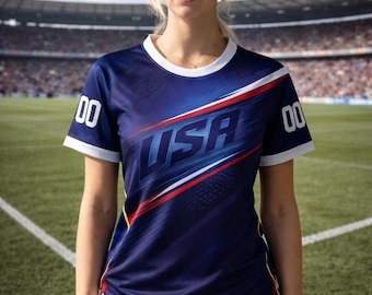 Maglietta 3D personalizzata per tifosi della nazionale di calcio statunitense, maglietta con stampa integrale della maglia della nazionale di calcio statunitense 2026