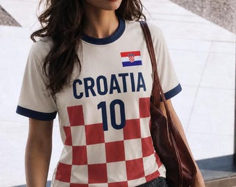 Kroatisch voetbalshirt aangepast naamnummer shirt, Kroatische vlag voetbalfan T-shirt