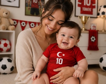 Completo da calcio per neonati della Turchia, versione personalizzata per tifosi 2026, con nome e numero personalizzati.