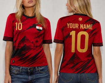 Maglia da calcio dell'Egitto, maglia personalizzata con nome e numero, maglia da calcio personalizzata per uomo, donna, ragazzi e bambini