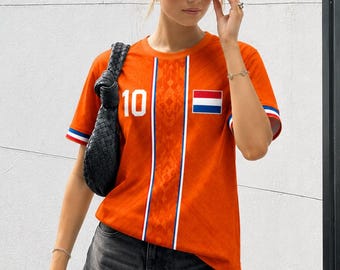 Camiseta de fútbol de los Países Bajos, camiseta de fútbol juvenil con estampado integral, merchandising para niños y adultos.