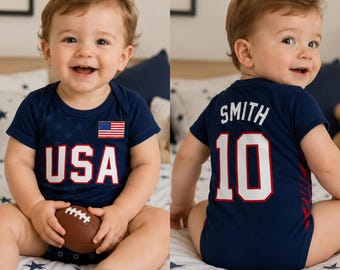 Maglia da calcio per neonati USA, completo per il 250° anniversario dell'America, maglia patriottica per neonati, abbigliamento per neonati per il 4 luglio